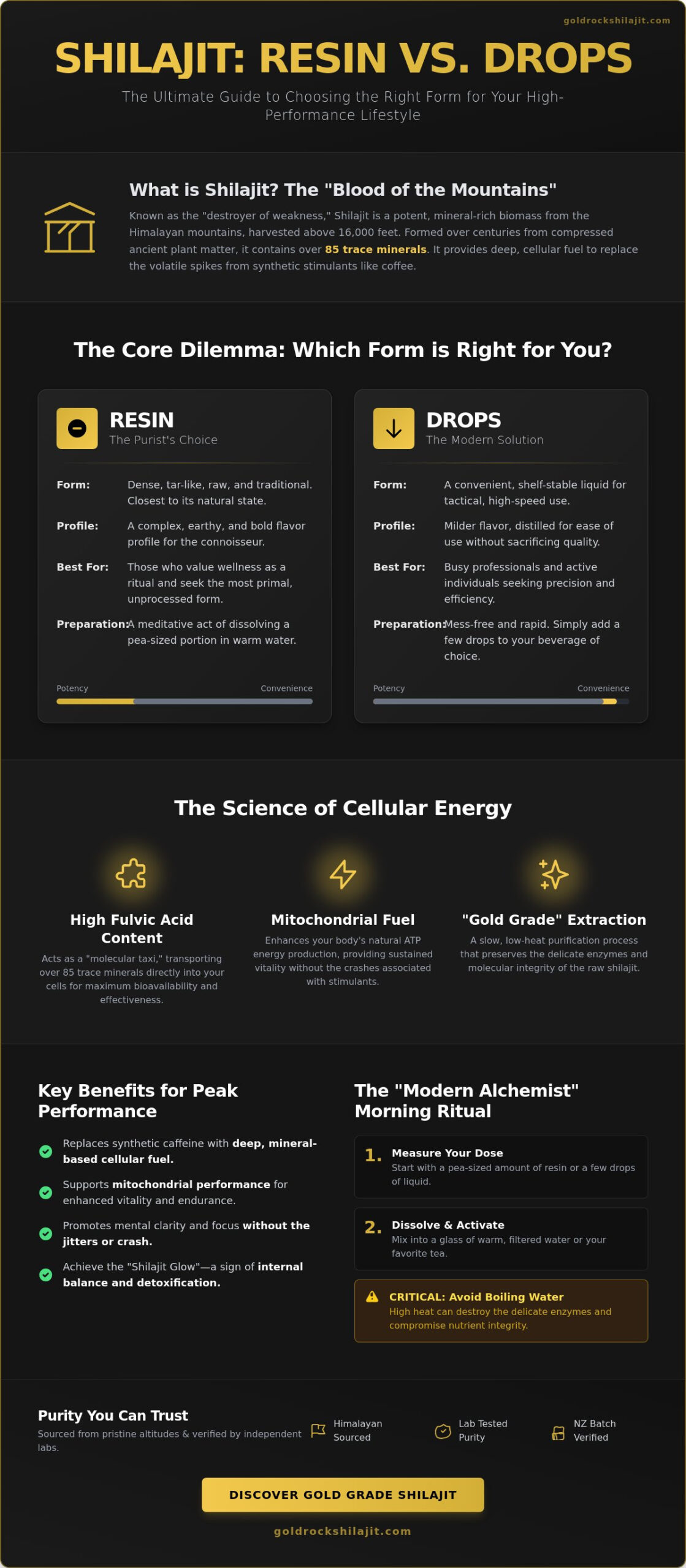 Shilajit Resin vs. Drops for Energy: The Modern Alchemist’s Comparison